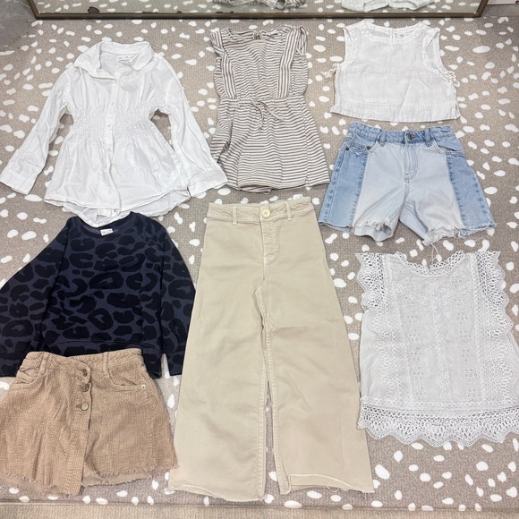 Zara Other - Lot of 8 Zara Kids bundle girls dress romper top pants skirt shorts denim crew